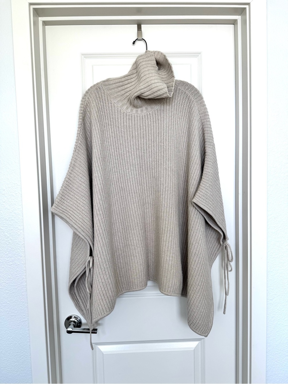 Ann Taylor LOFT Cowl-Neck Poncho Sweater in Light Taupe